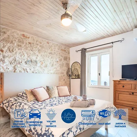 D'angeline-vue Panoramique, Jardin Partage, Parking, Voiture Indispensable, Route Etroite Et Pentue, A 10 Min De Monaco شقة *